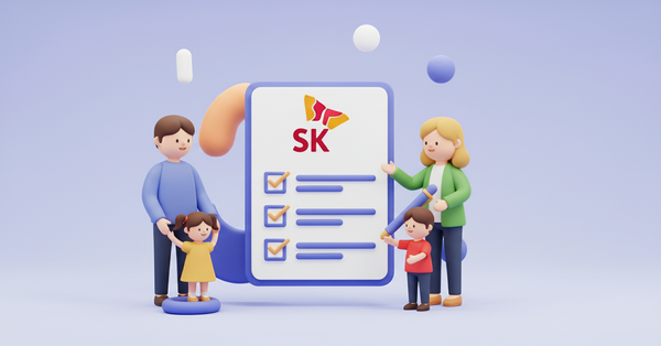 SK 체크리스트 옆에 가족들이 있는 이미지